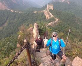 Brian Miller, Graham Blaikie and Brian Maynard on the Great Wall of China